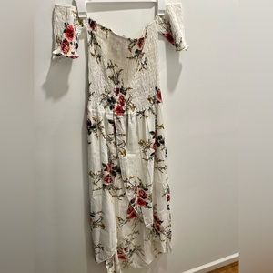 Off-shoulder high-low floral dress